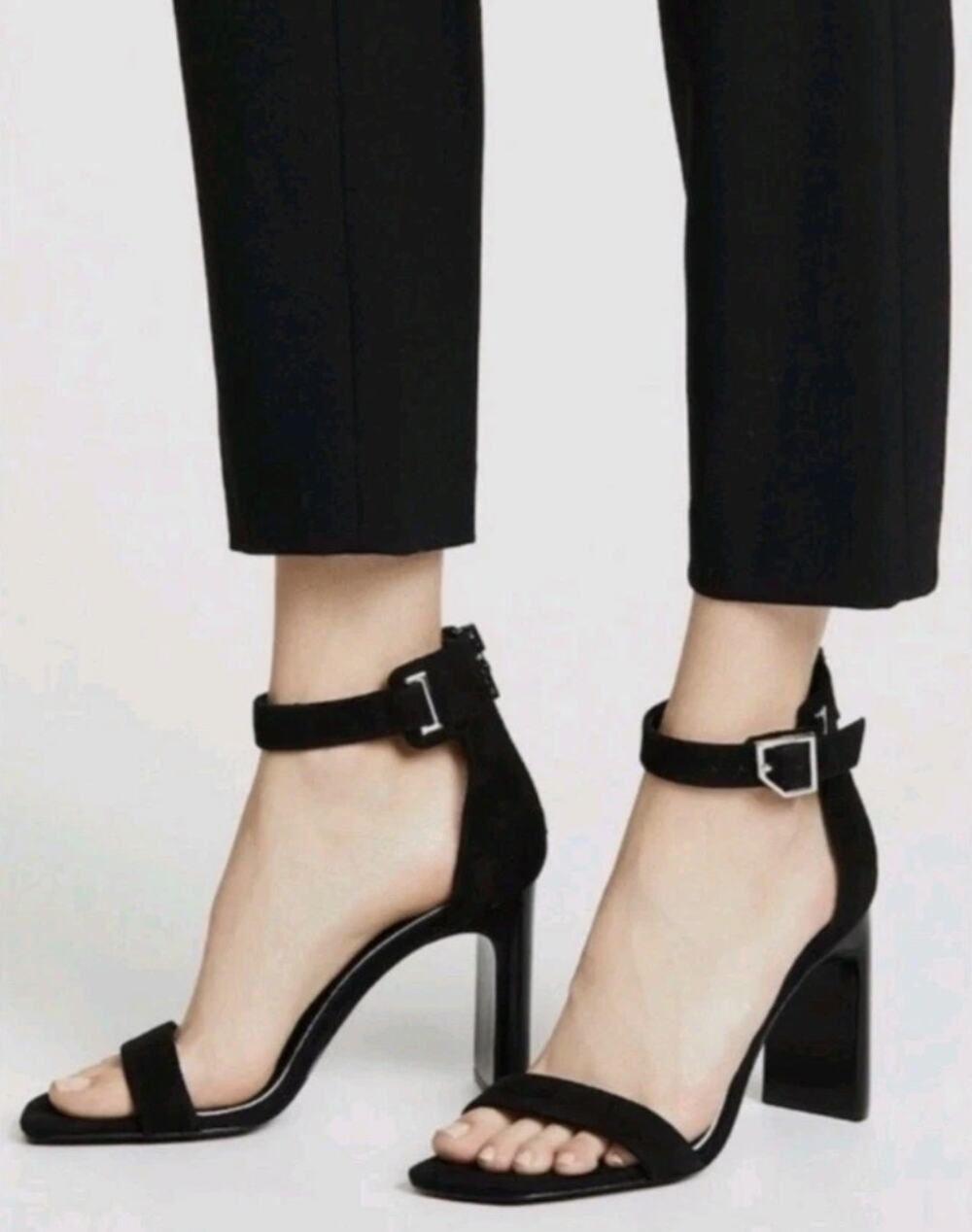 Rag & Bone Ellis Black Suede Block Heel Sandals Size 40 — NWOT
